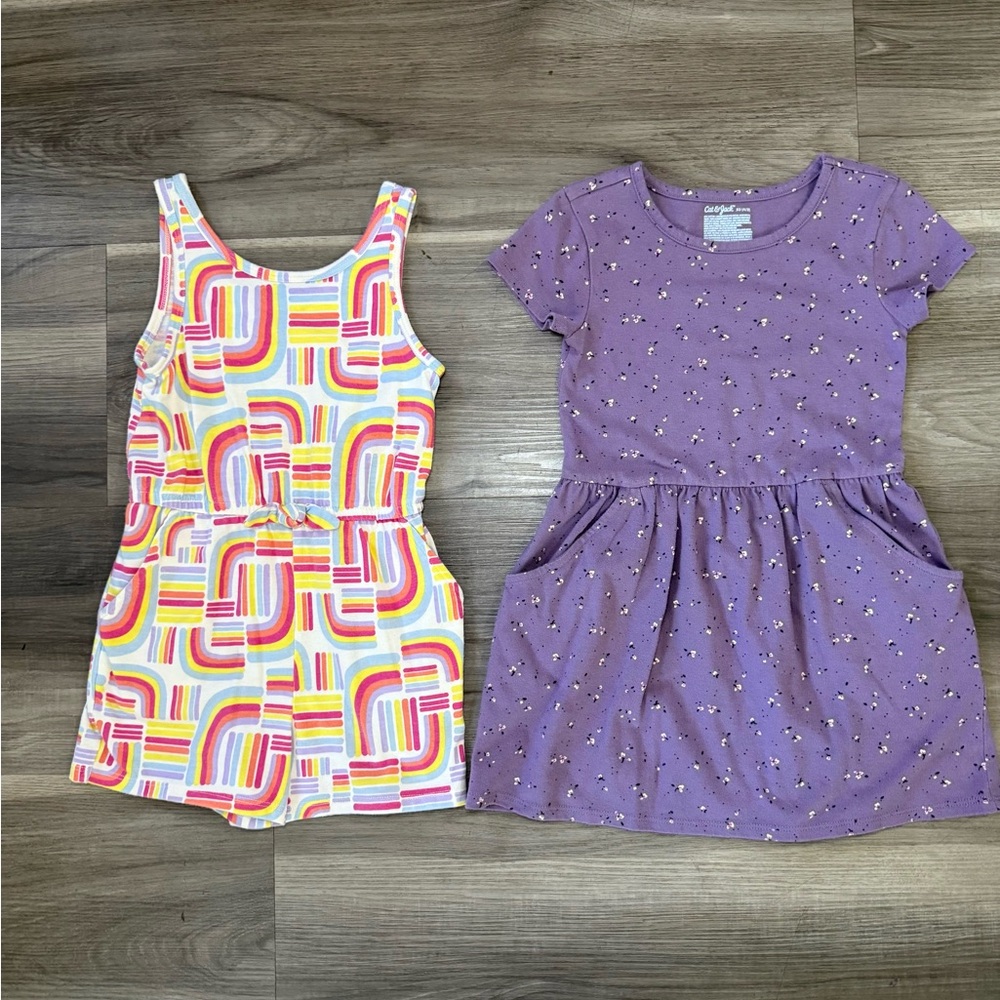 Girl’s XS Rainbow Romper and Floral Dress